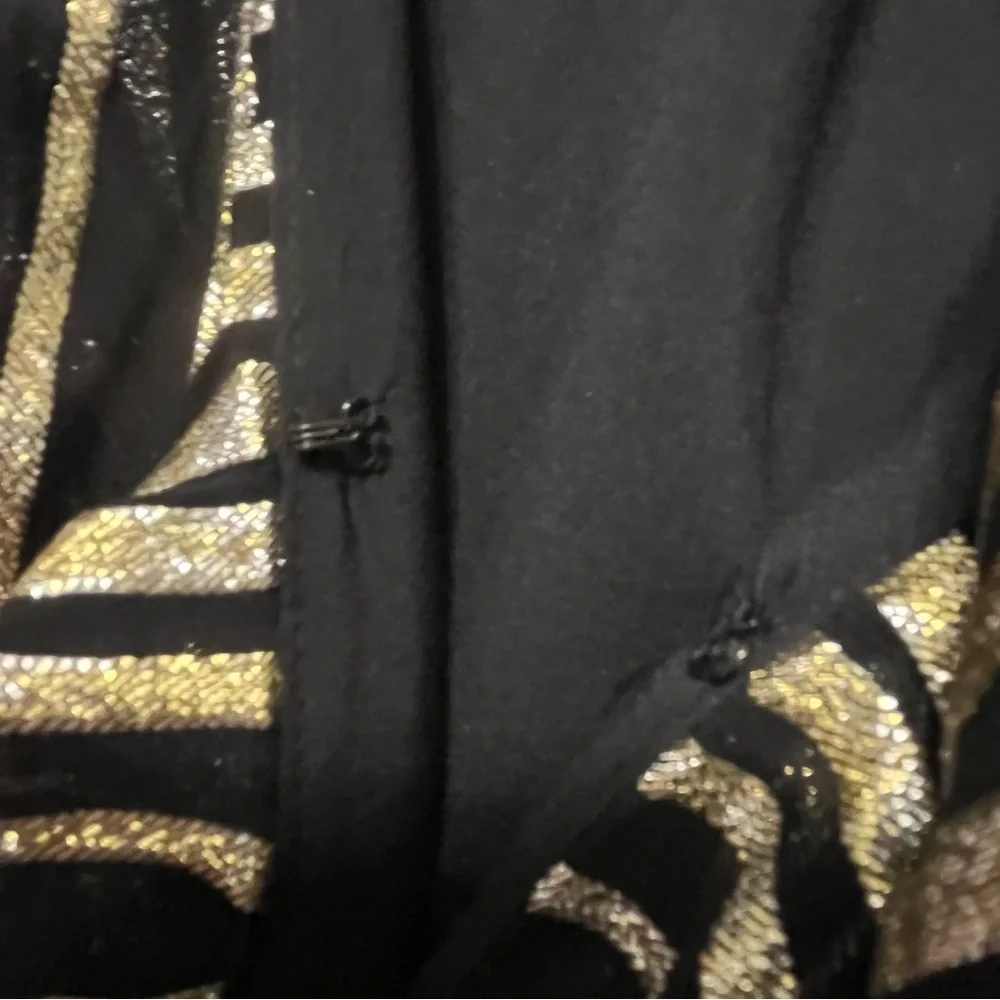Saloni Anita silk blend Black Gold Ruffled Sleeveless Dress - Picture 8 of 16